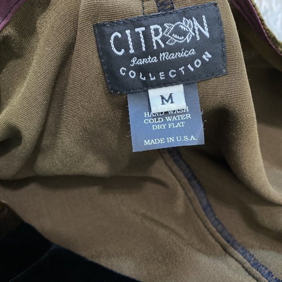 Citron Santa Monica Vest Silk Velour  Block Plain Brown Gray Green Medium Silk - Picture 2 of 15